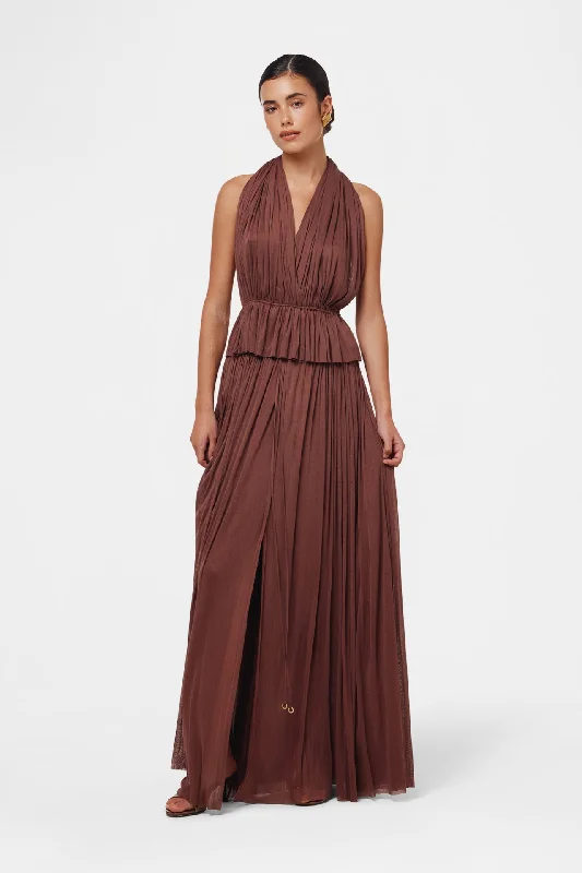 Brown Silk Skirt & Top Set lace skirt delicate