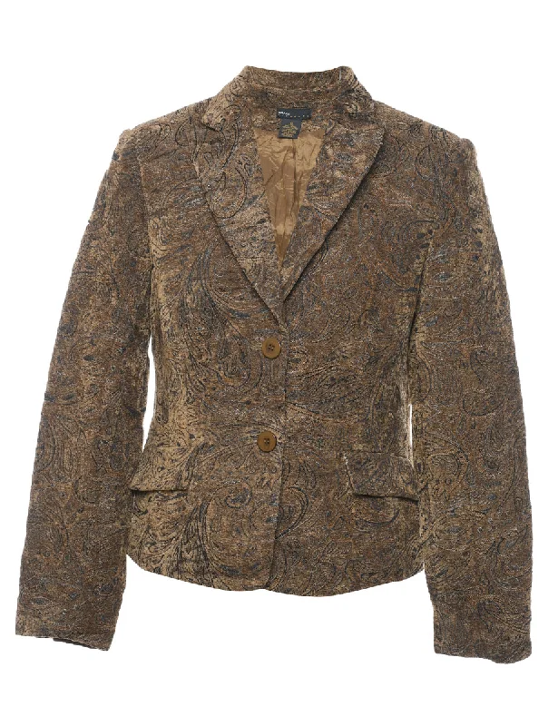 Paisley Pattern Black & Gold Tapestry Jacket - M Satin Jacket Silk Jacket Chiffon Jacket