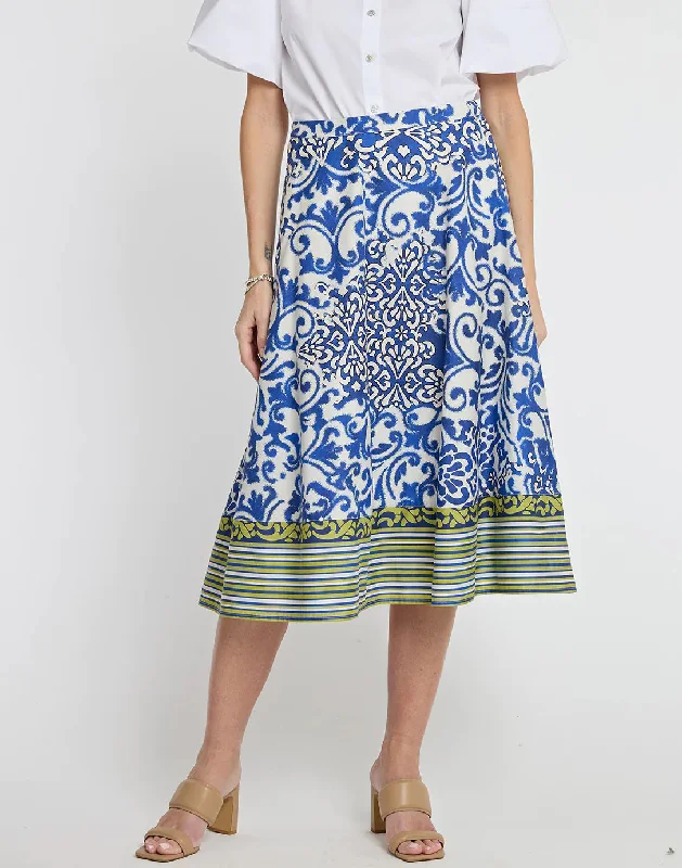 HINSON WU - GLORIA SKIRT IN CERAMIC TILE PRINT silk skirt luxurious