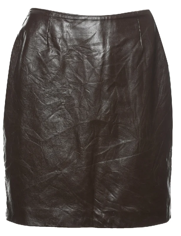 Dark Brown Leather Skirt - M wool skirt sturdy