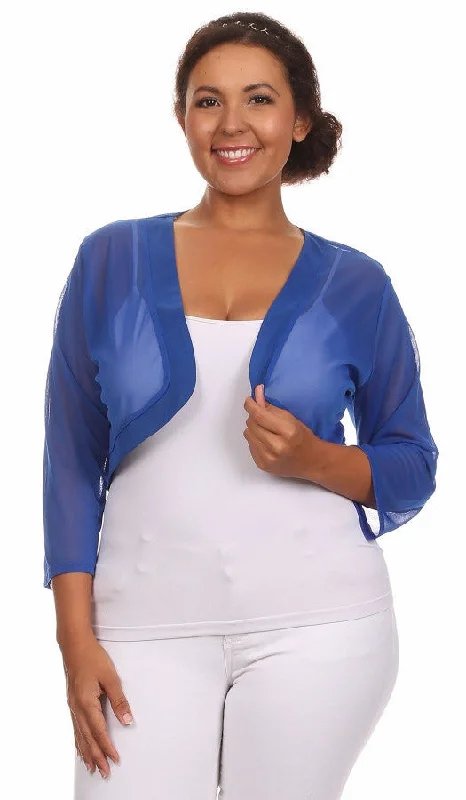 Sheer Chiffon Bolero Jacket 3/4 Length Cotton Fabric Linen Fabric Terry Fabric