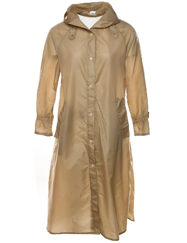 Beige Hooded Nylon Jacket - XS Knit Jacket Woven Jacket Fleece Jacket