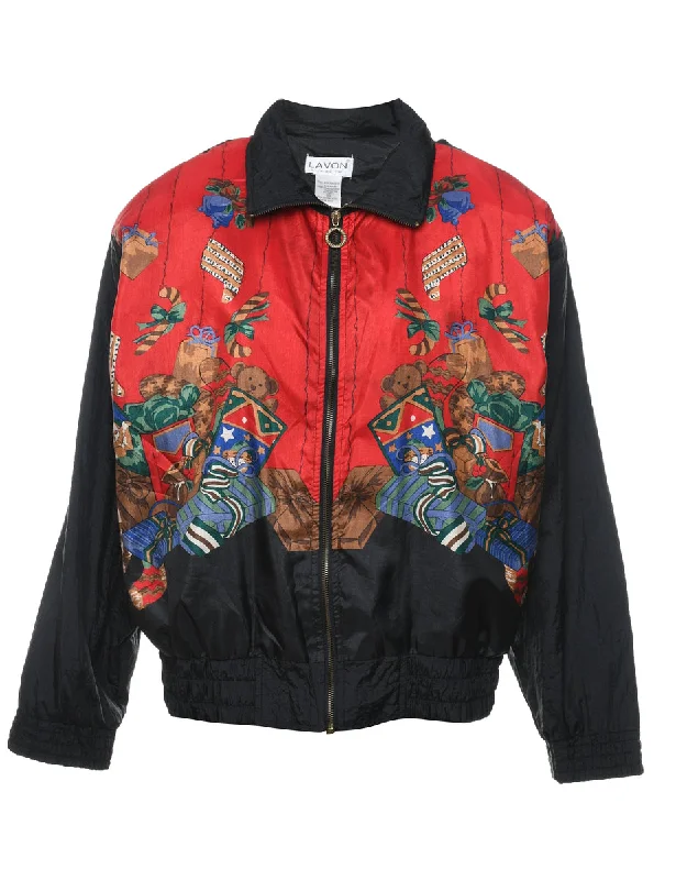 Multi-Colour Patterned Zip-Front Jacket - M Front Pockets Side Pockets Patch Pockets