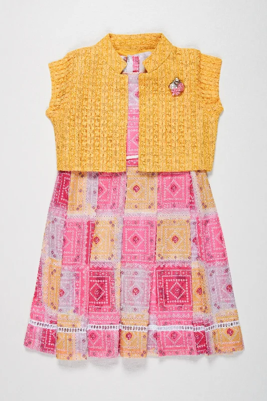 Chic Girls Summer Cotton Frock with Matching Jacket - Bright and Playful Patterns Corduroy Jacket Velvet Jacket Brocade Jacket