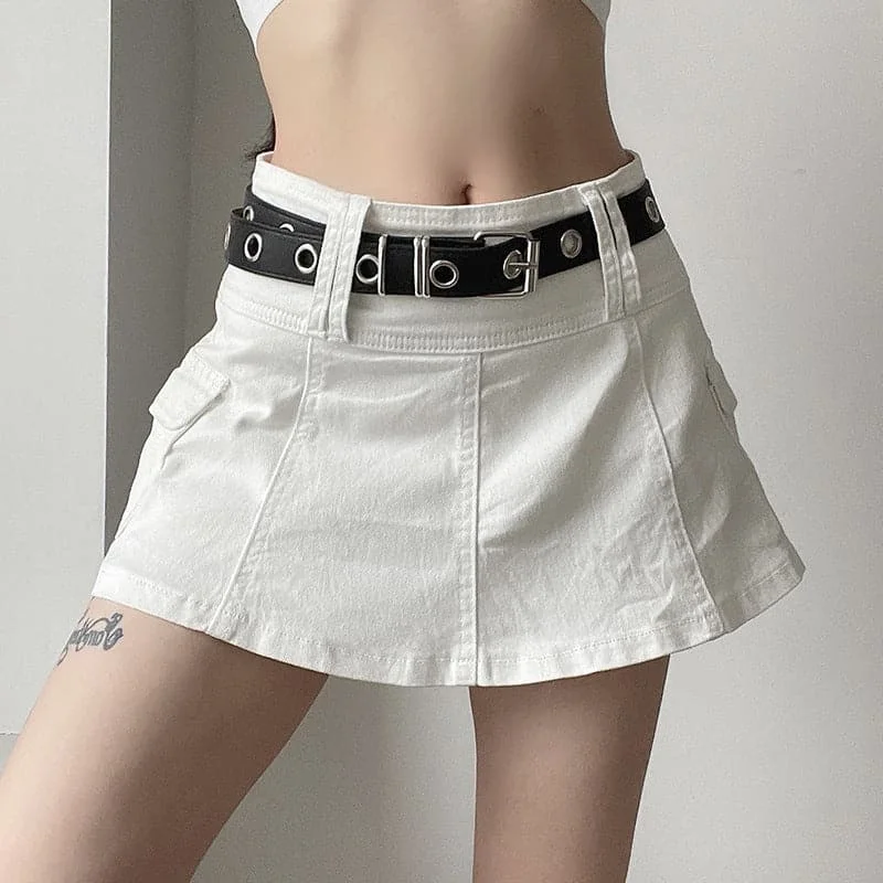 A line zip-up cargo pocket solid medium rise denim midi skirt wool skirt sturdy