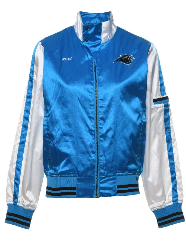 Carolina Panthers Blue & Grey Shiny Embroidered Nylon Jacket - M Hooded Jacket Caped Jacket Shawl Collar Jacket