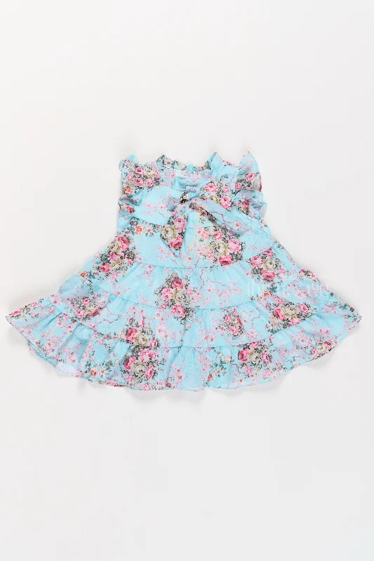 Party Wear Short Frock for Girls with Floral Patterns and Layered Skirt slim fit skirt