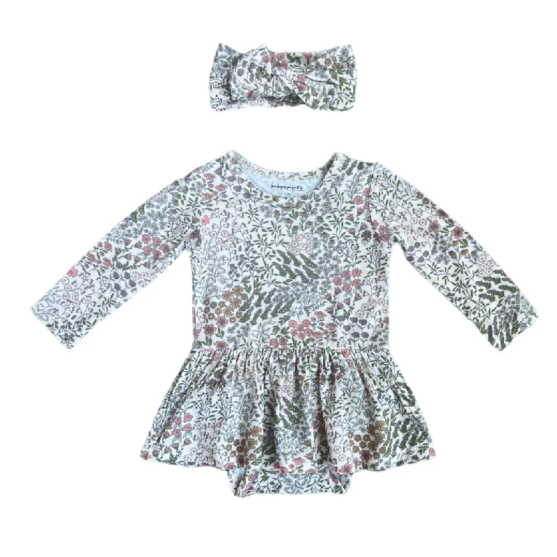 Babysprouts Ruffle Bodysuit Dress Set / Winter Floral Trendy Bodysuit with Frills