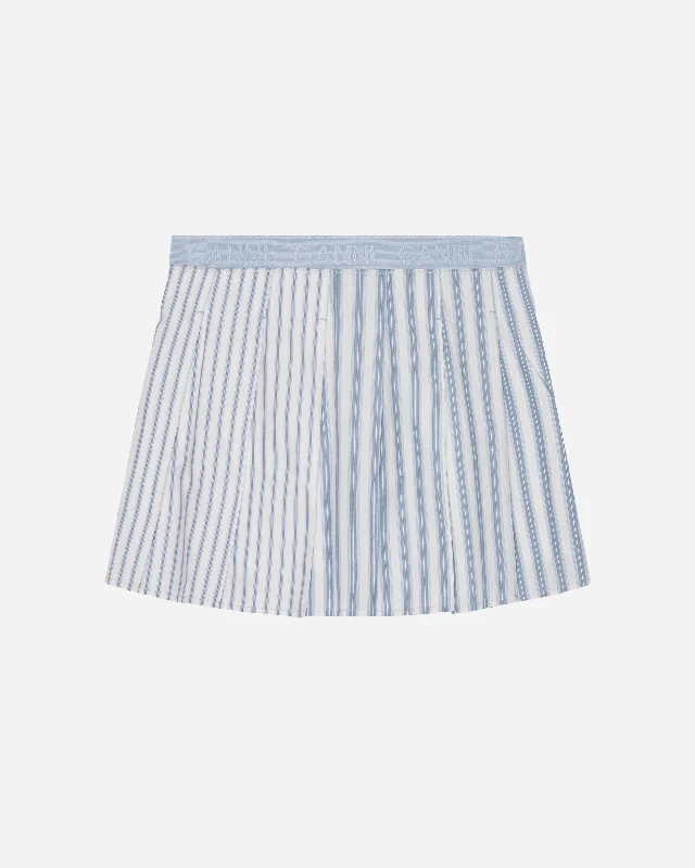 Stripe Cotton Pleated Mini Skirt cashmere skirt fine