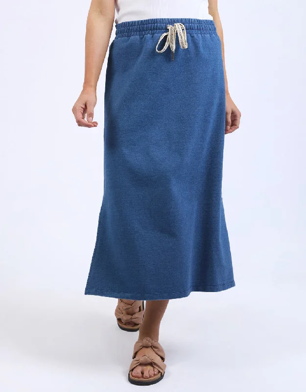 Travel Skirt - Denim Blue midi skirt versatile