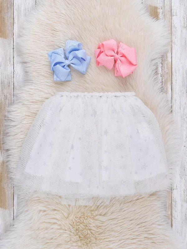 White Starry Sparkle Tulle Skirt cashmere skirt rich