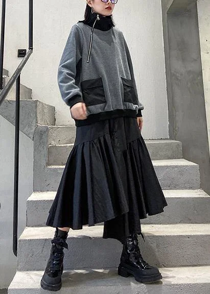 fashion asymmetric women skirts elastic waist ruffles skirts satin skirt smooth