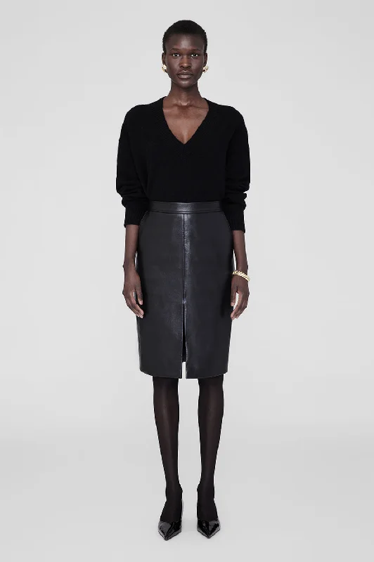 Tyra Skirt - Black Recycled Leather leather skirt sleek