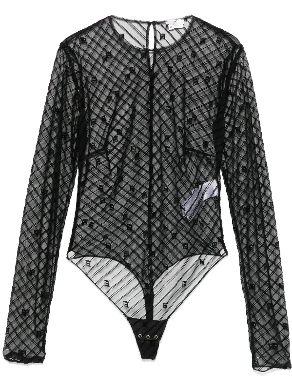 flocked tulle bodysuit Comfortable Printed Bodysuit