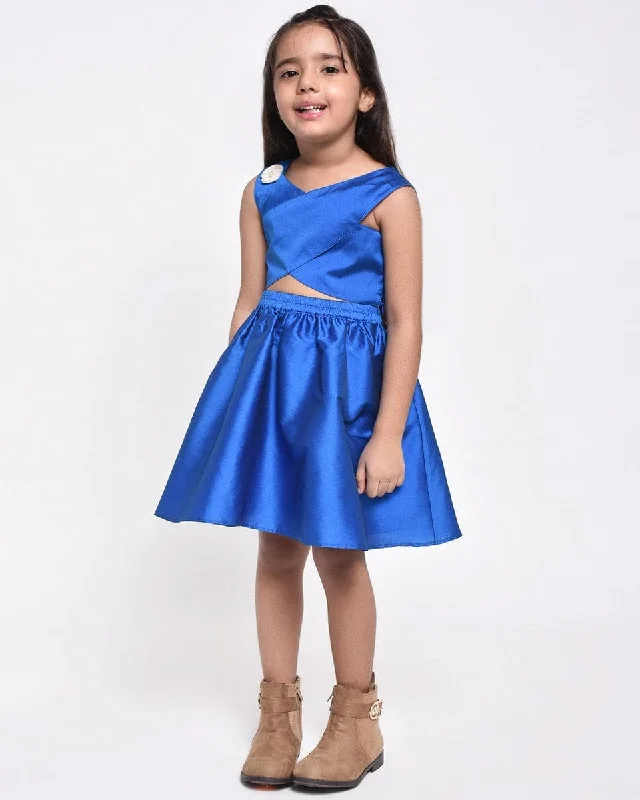 Royal Blue Skirt & Top Set flowy skirt hem