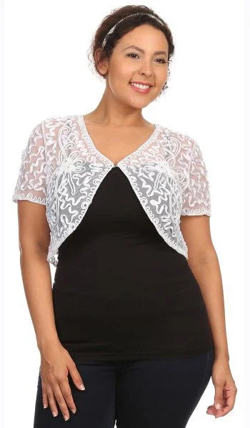 Lace Bolero Jacket Short Sleeve by COC TN167 Knit Fabric Woven Fabric Fleece Fabric