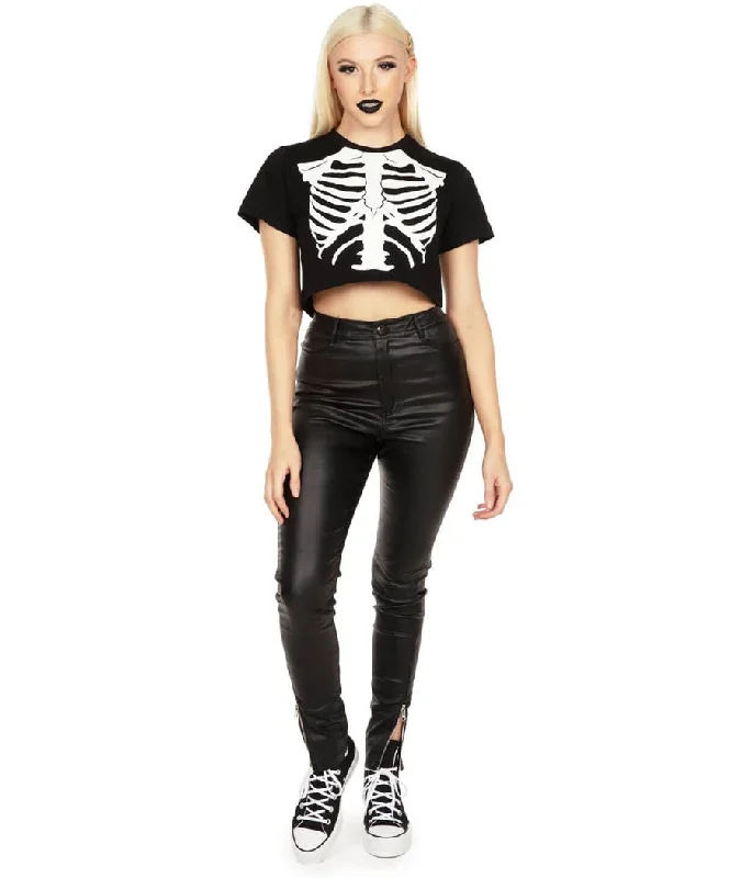 Women's Skeleton Crop Top Knit Fabric Woven Fabric Fleece Fabric
