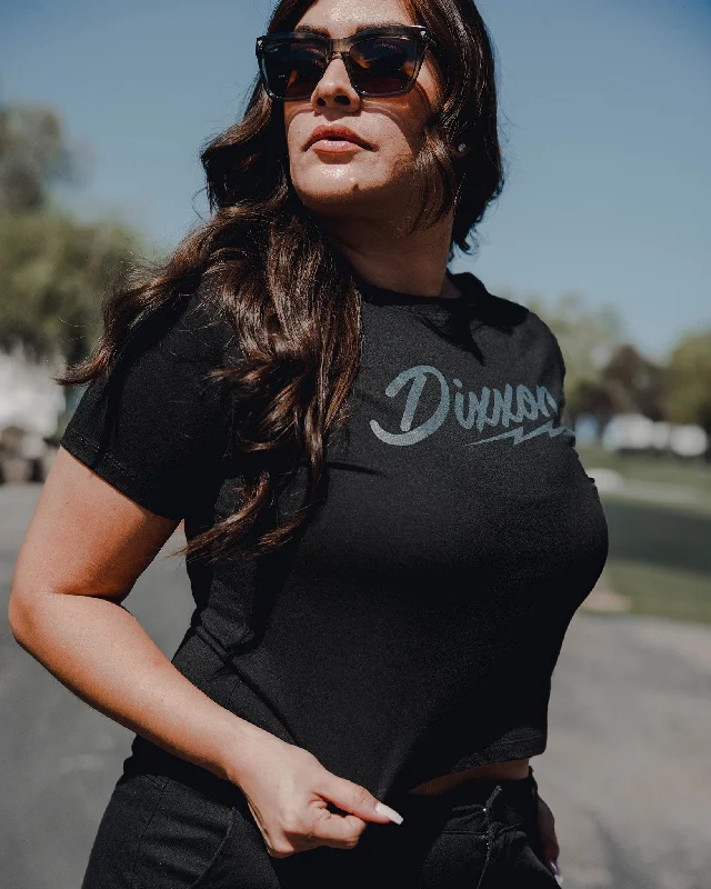 Women's Volts Crop Top - Black Mesh Blend Leather Blend Suede Blend