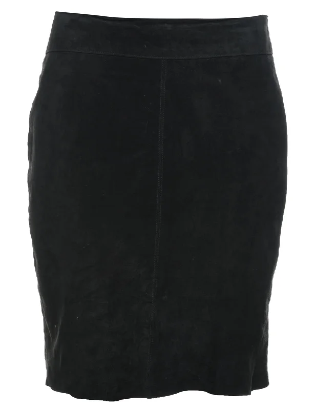 Pencil Shape Suede Skirt - M linen skirt natural