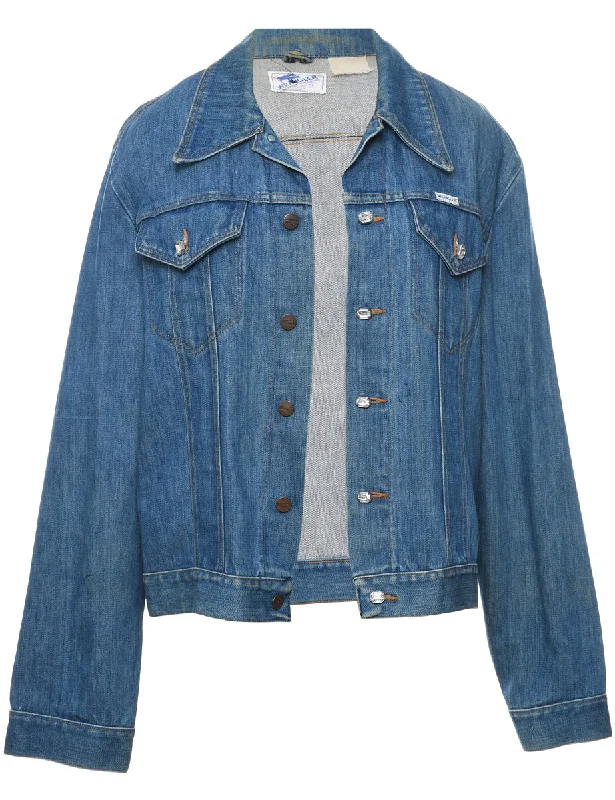 Wrangler Medium Wash Denim Jacket - L Faux Fur Jacket Real Fur Jacket Shearling Jacket