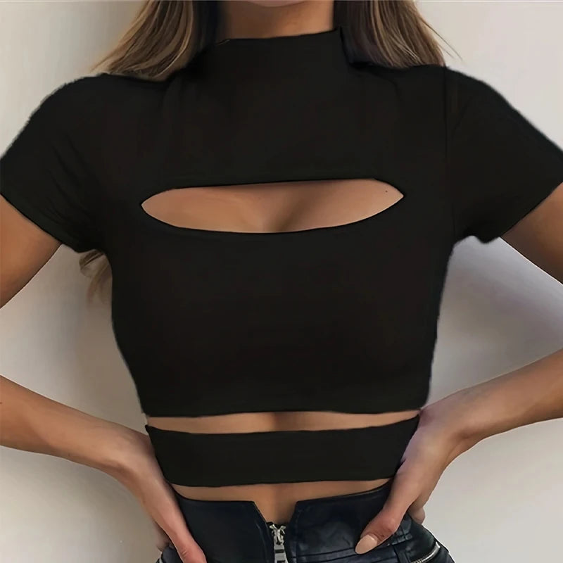 Y2K Multi-Ripped Crop Top Print Jacquard Patchwork