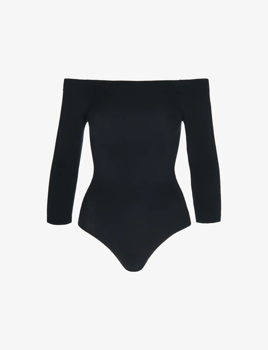 Ballet Off-Shoulder Bodysuit Comfortable Bodysuit with Thong Back