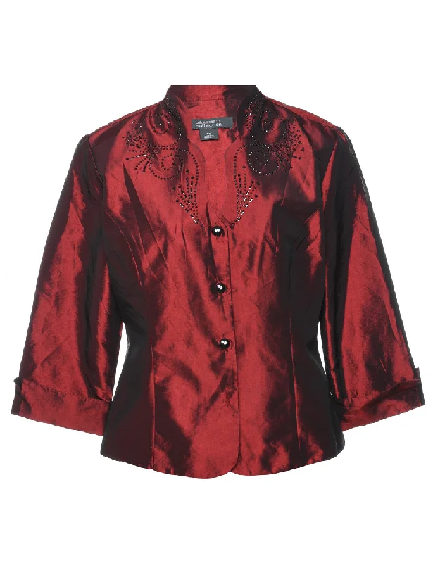 Metallic Classic Metallic Evening Jacket - M Embroidered Jacket Appliqued Jacket Beaded Jacket