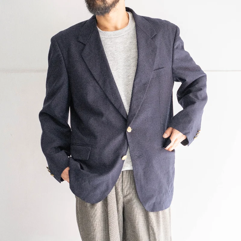 1990s Japan vintage navy color wool tailored jacket Rayon Jacket Velvet Jacket Corduroy Jacket