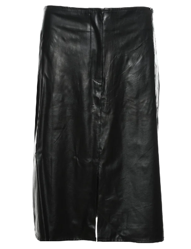 Black Leather Skirt - L denim skirt classic