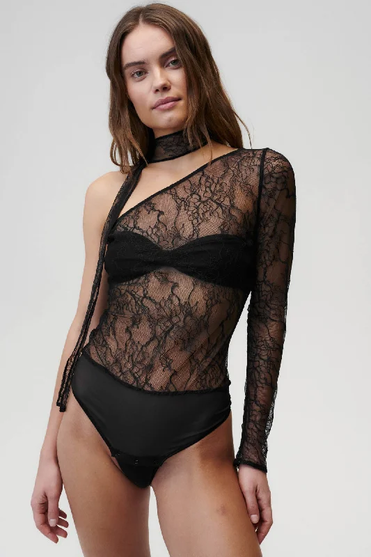 Love Bomb Bodysuit Black Elegant Bodysuit with Mesh Panels