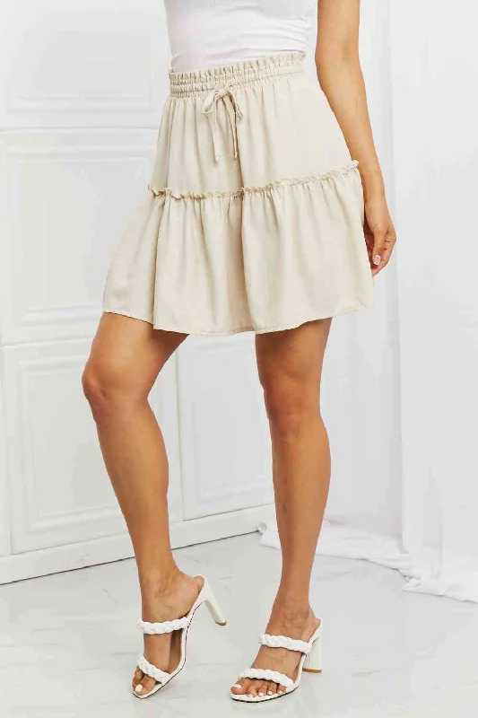 Zenana Carefree Linen Ruffle Skirt linen skirt relaxed