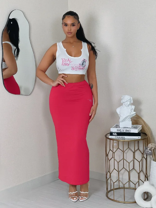 CH6024P - PRINT CROP TOP & LONG SKIRT SET Layered Multi-layer Single Layer