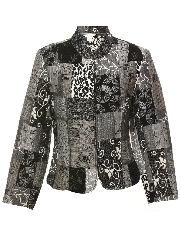 Grey Tapestry Jacket - S Tailored Jacket Straight Jacket A-Line Jacket