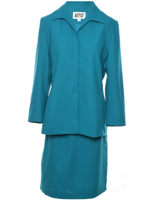 Teal Jacket & Skirt Suit Set - L Satin Jacket Silk Jacket Chiffon Jacket