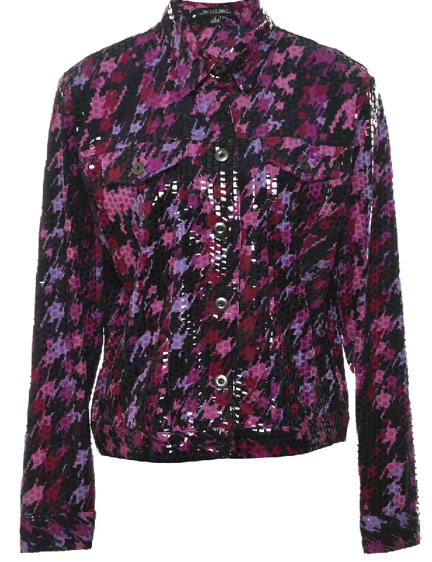 Multi-Colour Y2K Sequined Snakeskin Jacket - S Nylon Jacket Polyester Jacket Spandex Jacket