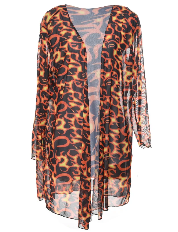 Flame Design Sheer Jacket - L Anorak Shell Jacket Lightweight Jacket