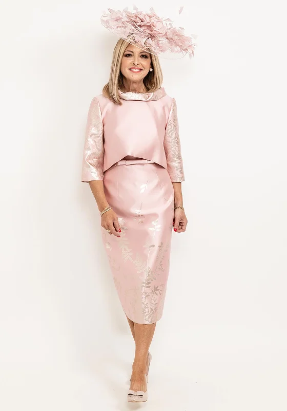 Fely Campo Metallic Leaf Dress & Jacket, Rose Pink Cotton Jacket Linen Jacket Terry Jacket