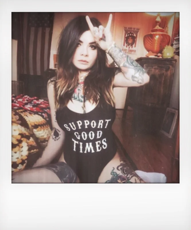 Support Logo Bodysuit Trendy Bodysuit with Sleeves