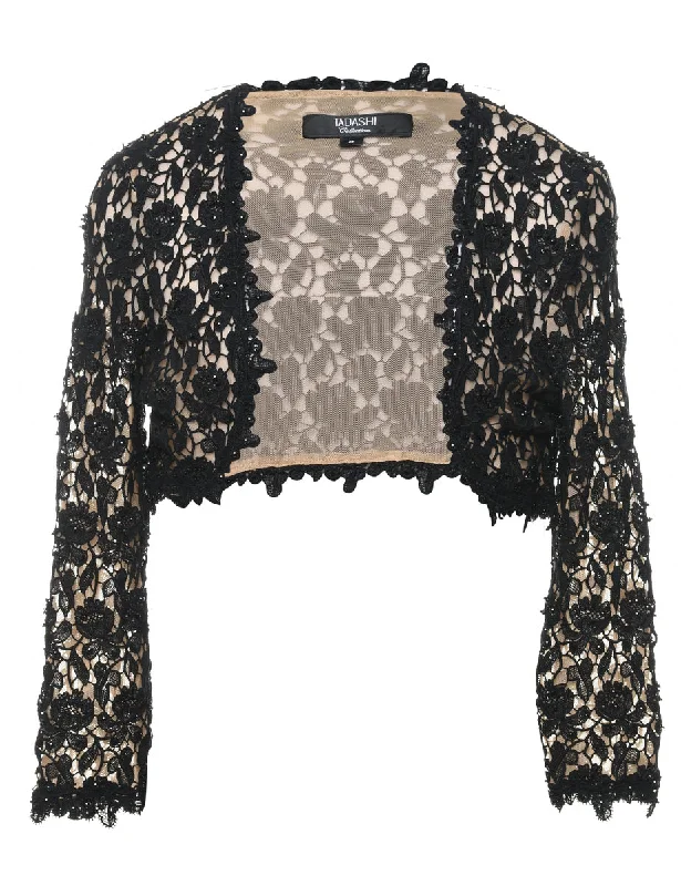 Lace Beaded Sequined Evening Jacket - S Corduroy Jacket Velvet Jacket Brocade Jacket