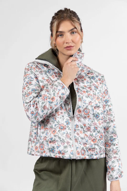Vail Valley Pink Ivory Multi Floral Quilted Zip Up Jacket FINAL SALE Striped Jacket Polka Dot Jacket Floral Jacket