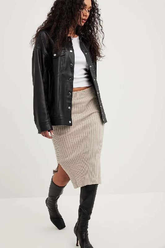 Rib Knitted Skirt chiffon skirt airy