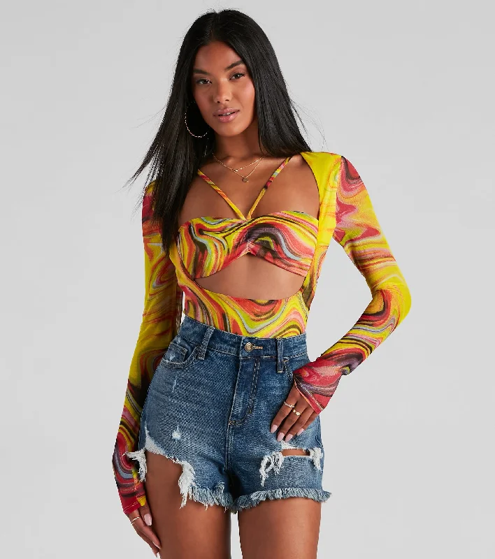Bring The Trendy Vibes Mesh Bodysuit Comfortable Bodysuit for Layering