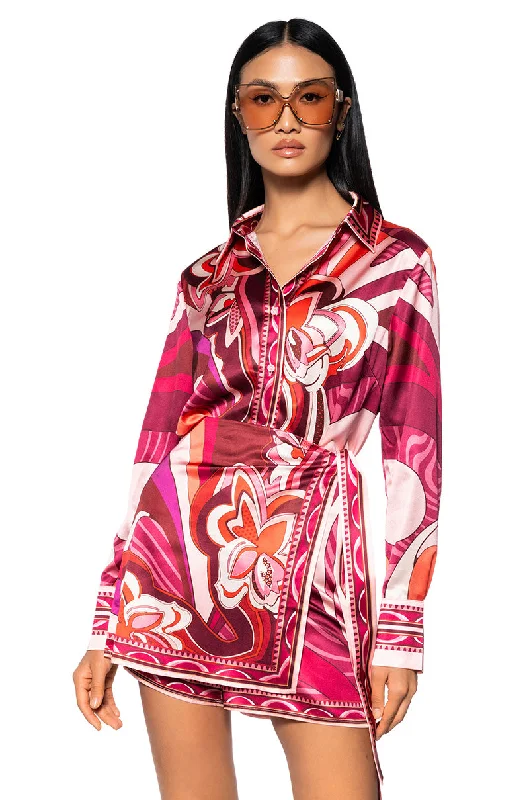 FEELING OTHERWORLDLY PRINTED TOP AND SKIRT SET chiffon skirt airy