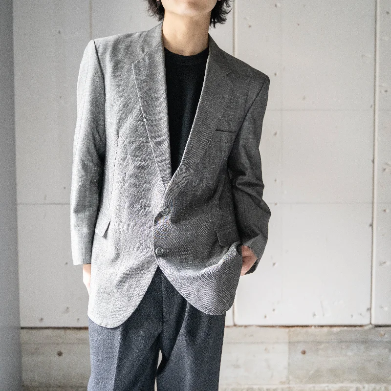 1970-80s Japan vintage gray tailored jacket -splashed pattern- Hoodie Zip-Up Jacket Button-Up Jacket