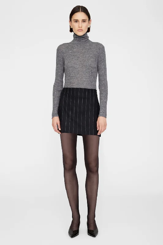 Tierra Skirt - Dark Grey Pinstripe mini skirt trendy