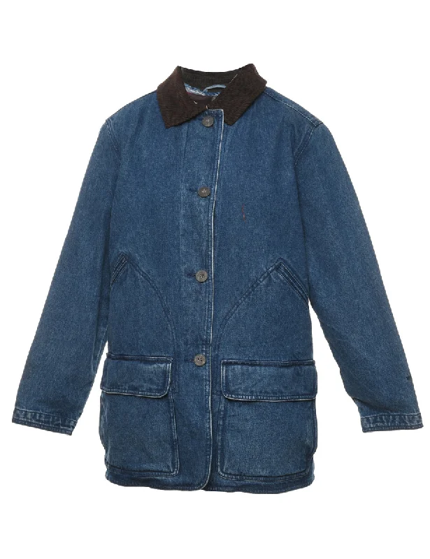 Woolrich Medium Wash Denim Jacket - M Insulated Jacket Fitted Jacket Loose Jacket