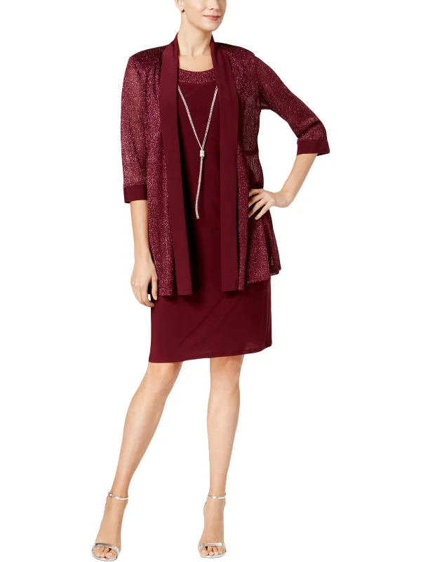 Womens Special Occasion Metallic Dress With Jacket Jacket Blazer Coat
