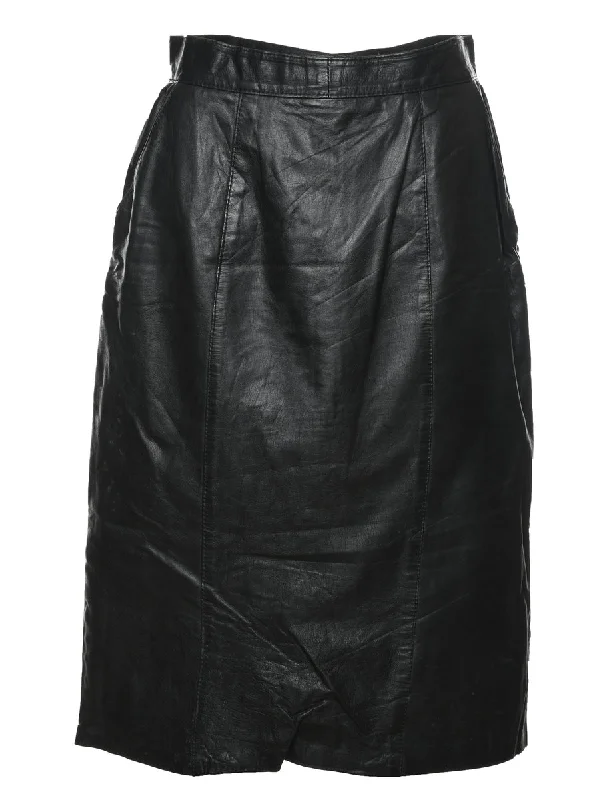 Black A-Line Leather Skirt - S chiffon skirt floaty