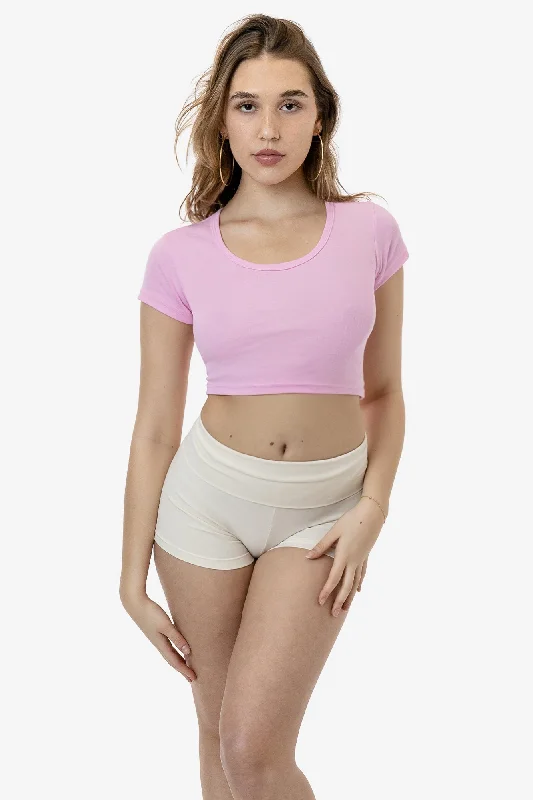 43080 - Baby Rib Scoopneck Crop Top Elasticated Padded Insulated