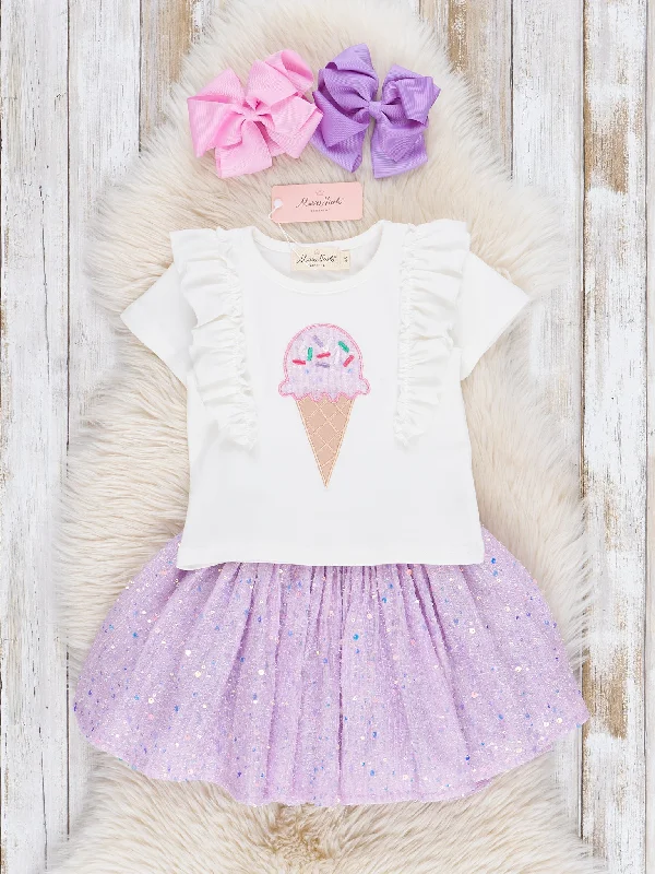 Lilac Ice Cream Cone Outfit w/ Skirt lace skirt romantic